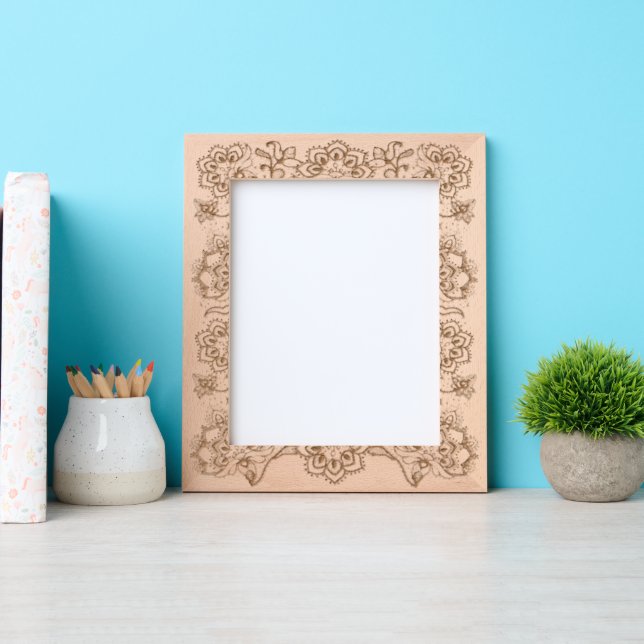 Lace Pattern Floral Motif Portrait Size 8"x10" Etched Frames (Front)