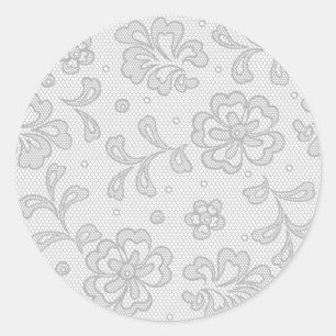 Lace pattern, flower vintage 1 classic round sticker