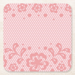 Lace pattern, flower vintage 3 square paper coaster