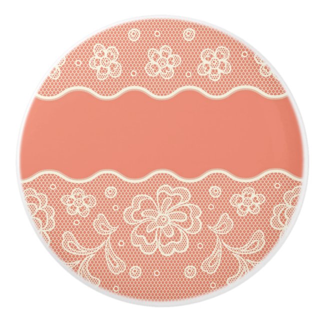 Lace pattern, flower vintage 4 ceramic knob (Front)