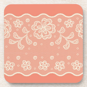 Lace pattern, flower vintage 4 coaster