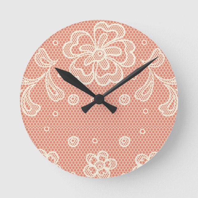 Lace pattern, flower vintage 4 round clock (Front)