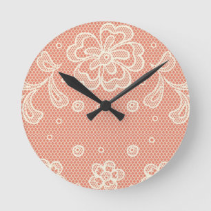 Lace pattern, flower vintage 4 round clock