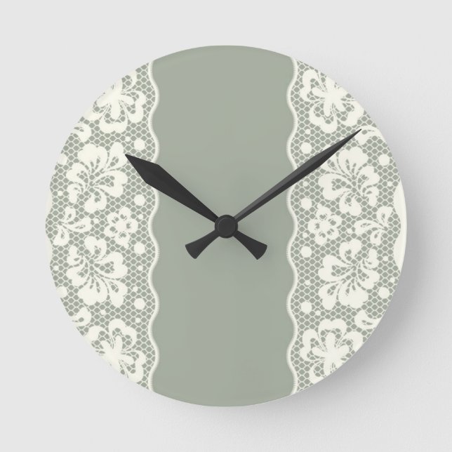 Lace pattern, flower vintage 5 round clock (Front)