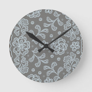 Lace pattern, flower vintage 6 round clock