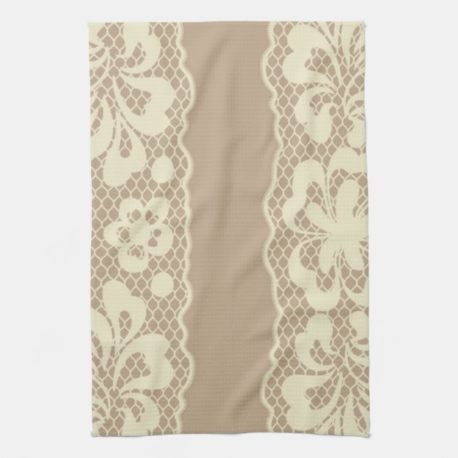 Lace pattern, flower vintage 7 tea towel (Vertical)