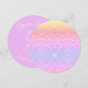 Lace pattern gradient pink gold purple invitation