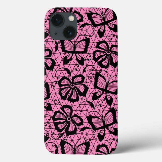 lace pattern with butterflies Case-Mate iPhone case (Back)