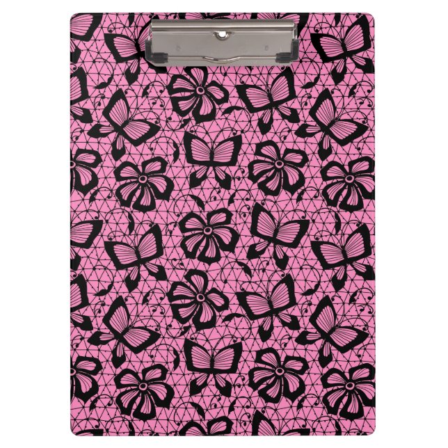 lace pattern with butterflies clipboard (Front)