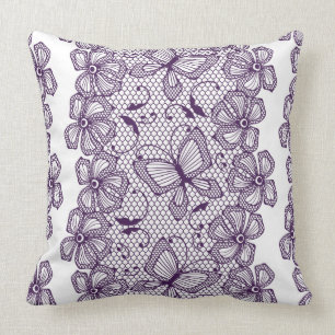 Lace pattern with butterflies cushion
