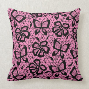 lace pattern with butterflies cushion