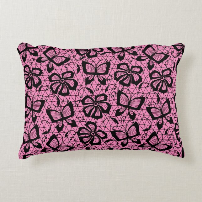 lace pattern with butterflies decorative cushion (Front)