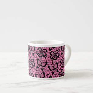 lace pattern with butterflies espresso cup