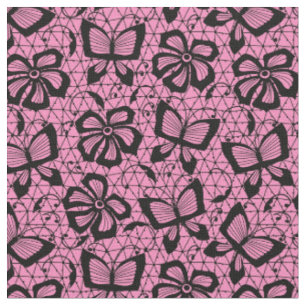 lace pattern with butterflies fabric