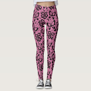 lace pattern with butterflies leggings
