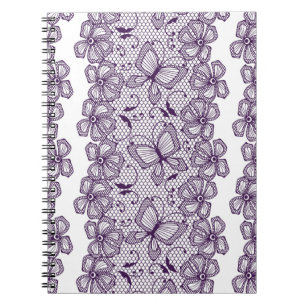 Lace pattern with butterflies notebook
