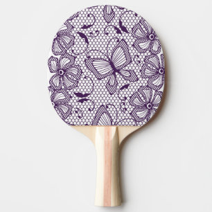 Lace pattern with butterflies ping pong paddle