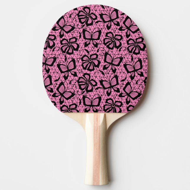 lace pattern with butterflies ping pong paddle (Front)