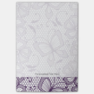 Lace pattern with butterflies post-it notes