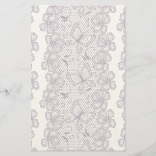 Lace pattern with butterflies stationery