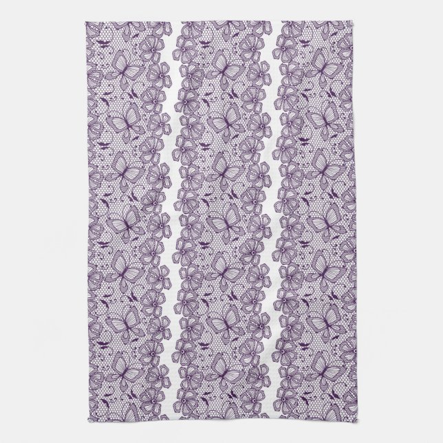 Lace pattern with butterflies tea towel (Vertical)