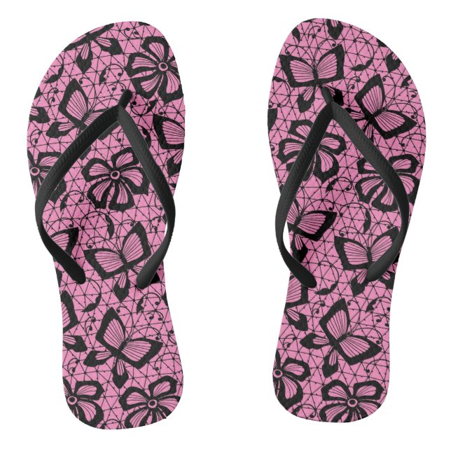 lace pattern with butterflies thongs (Footbed)