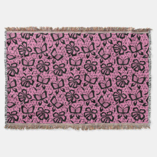 lace pattern with butterflies throw blanket