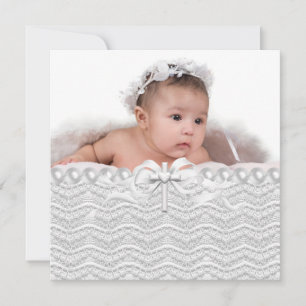 Lace Pearl Cross Christening Invitation