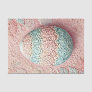 Lace pink blue pastel floral Easter egg drawing Tissue Paper