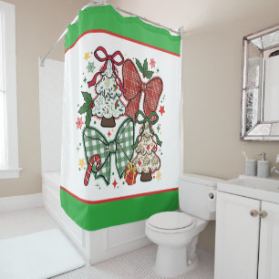 Lace Plaid Coquette For Christmas Shower Curtain