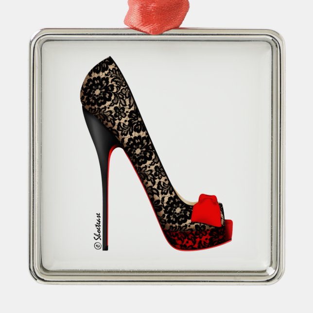 Lace Platform Peep Toe Ornament (Front)