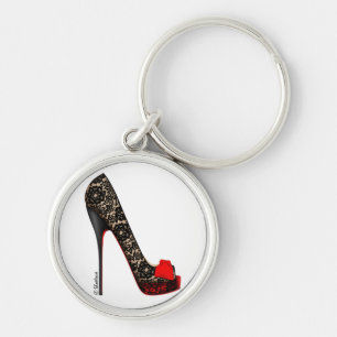 Lace Platform Peep toe Stiletto Shoe Illutration Key Ring