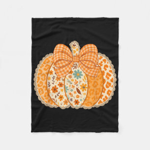 Lace Pumpkin Coquette Bow Thanksgiving Fall Girly  Fleece Blanket