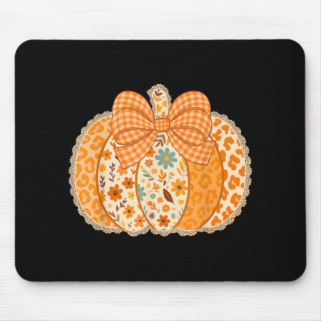 Lace Pumpkin Coquette Bow Thanksgiving Fall Girly  Mouse Pad (Front)