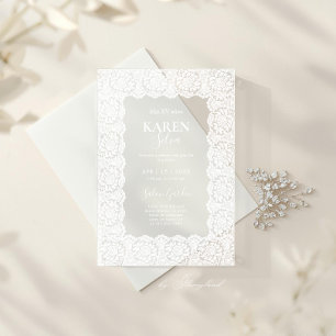 Lace Quinceanera Acrylic Invitation