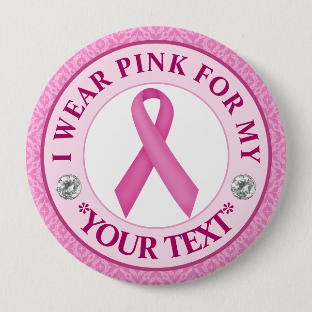 Lace Ribbon Breast Cancer Awareness Design 10 Cm Round Badge (Front)