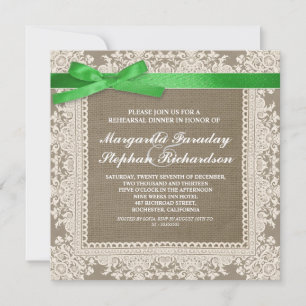 lace ribbon & burlap rehearsal dinner invitations