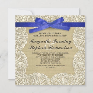 lace ribbon & burlap rustic rehearsal dinner invitation