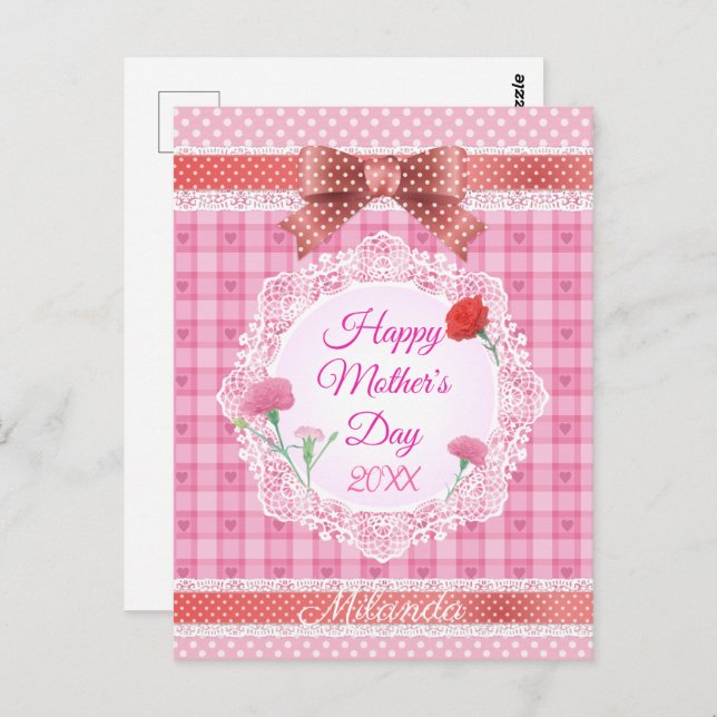 Lace Ribbon Happy Mother’s Day Postcard (Front/Back)