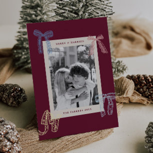Lace Ribbon Photo Holiday Card