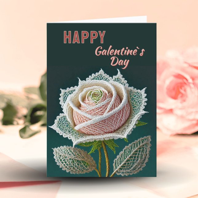 Lace Rose Galentine`s Day Valentine`s Day  Holiday Card (Creator Uploaded)