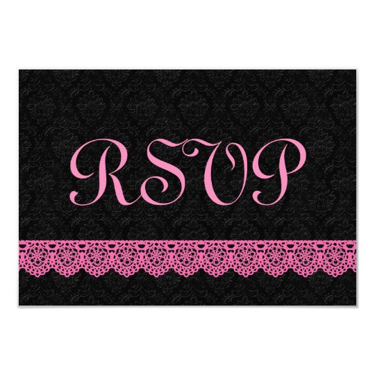 Lace RSVP Response Card V16 PINK and BLACK