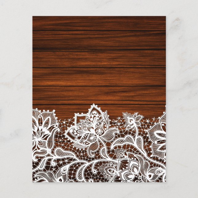 Lace & Rustic Wood Grain Scrapbook Paper (Front)