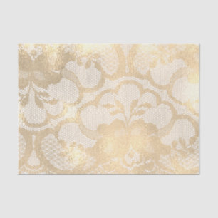 Lace Sepia Faux Gold Floral Girly Glam Lux Tissue Paper