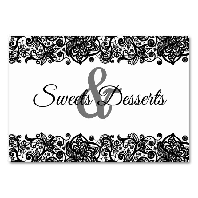 Lace Sweets & Desserts Wedding Table Sign Table Number (Front)