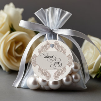 Lace Thank You - Cream Favour Tags