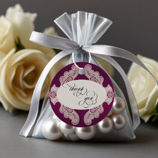 Lace Thank You - Plum Favour Tags