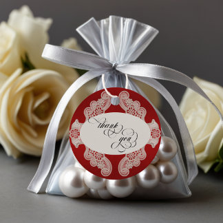Lace Thank You - Red Favour Tags