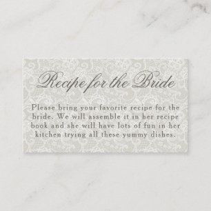 Lace Theme Ivory Bridal Shower Recipe Request Enclosure Card