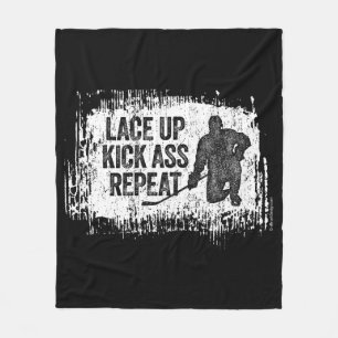Lace Up. Repeat. (hockey) Fleece Blanket